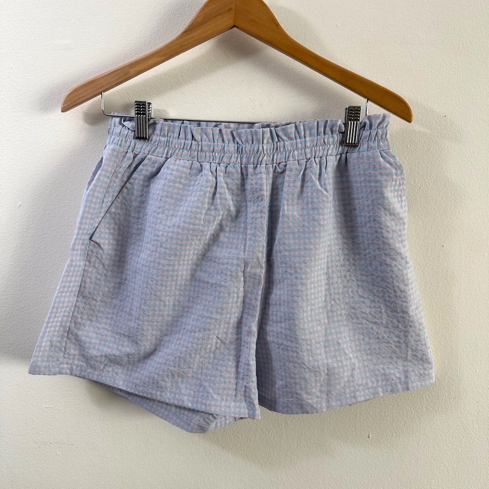 BLANK NYC Light Blue Gingham Women's Shorts SIZE 30 US 10 Large Light Breezy